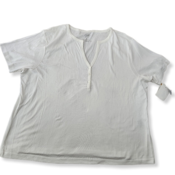 Talbots White V-neckline 3 button short sleeve tee shirt size 2X NEW W-710 - Picture 1 of 5
